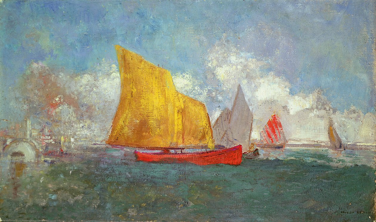 Jachty w zatoce autorstwa Odilon Redon