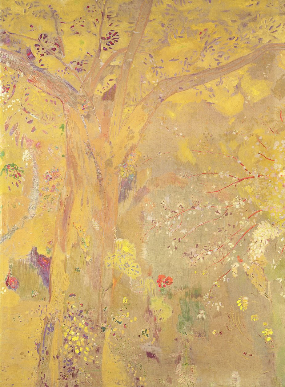 Żółte Drzewo (panel dekoracyjny do rezydencji Domecy), 1900-01 (olej, tempera i pastel na płótnie) autorstwa Odilon Redon