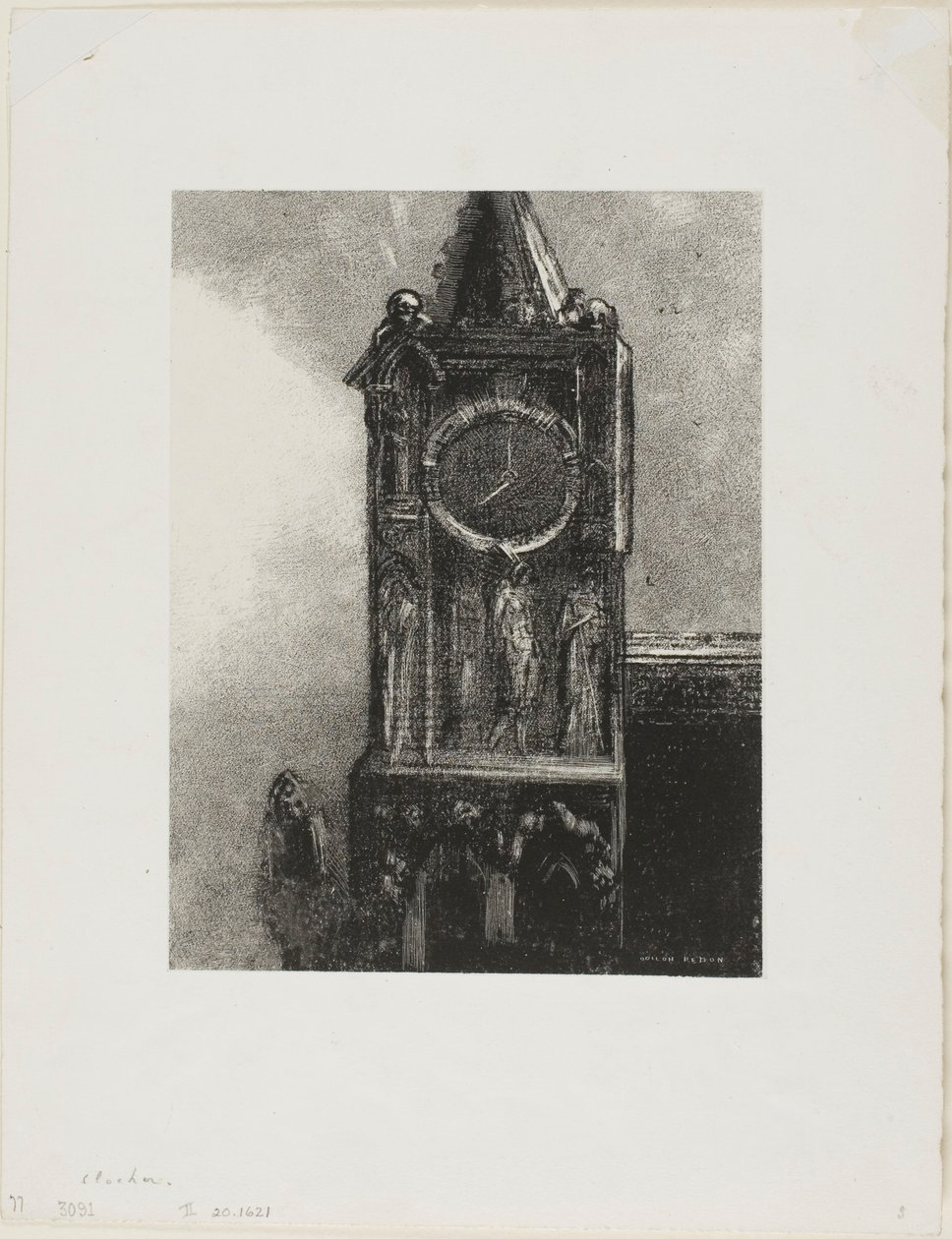 A Bell in the Tower Was Ringing the Hour (Dzwon w wieży wybijał godzinę), płyta 4 z Le Jure Edmonda Picarda autorstwa Odilon Redon