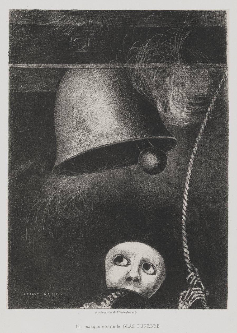 Do Edgara Poe (Maska bije dzwon pogrzebowy) [To Edgar Poe (A Mask Sounds the Death Knell)] autorstwa Odilon Redon