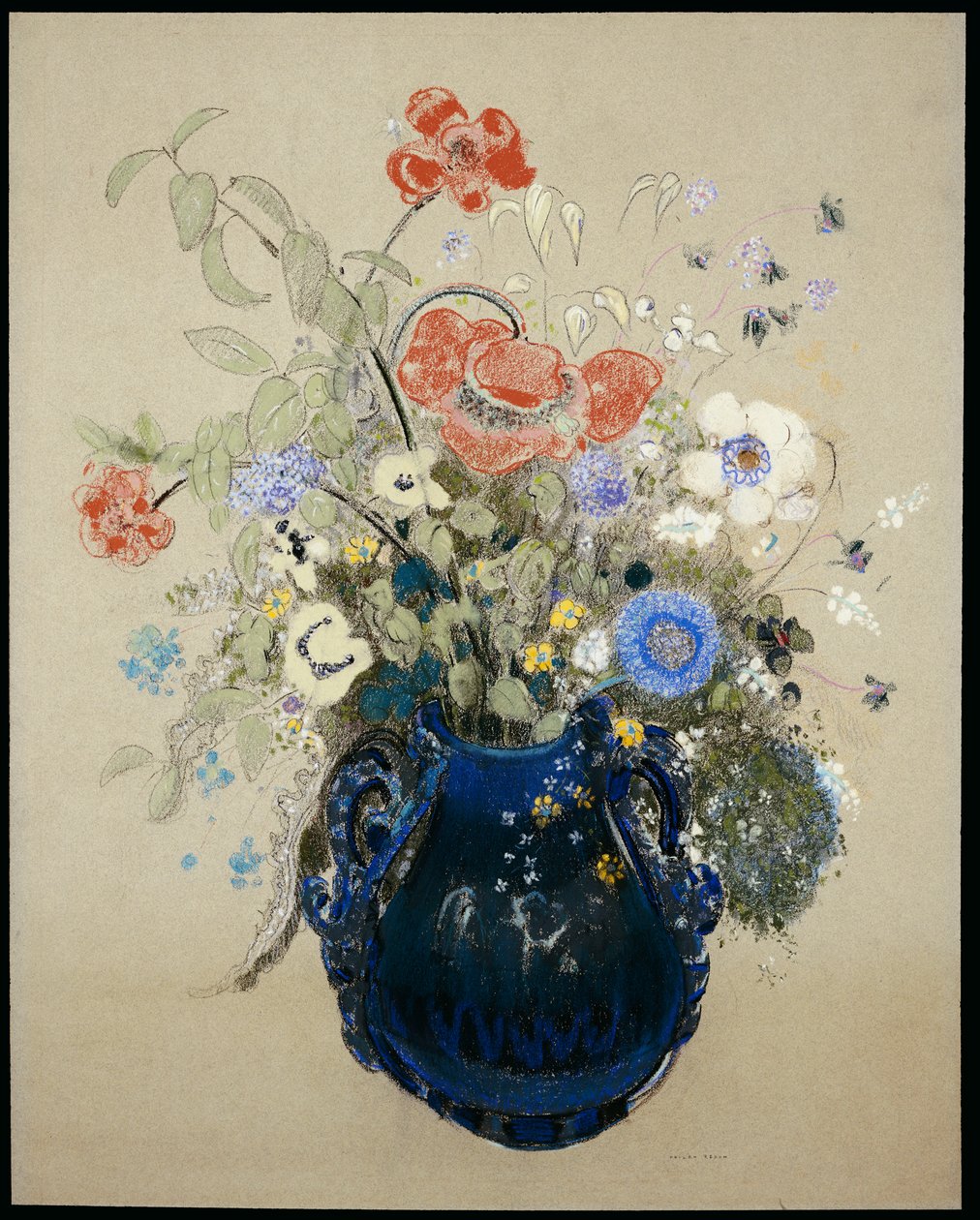 Wazon niebieskich kwiatów, ok. 1905-08 autorstwa Odilon Redon