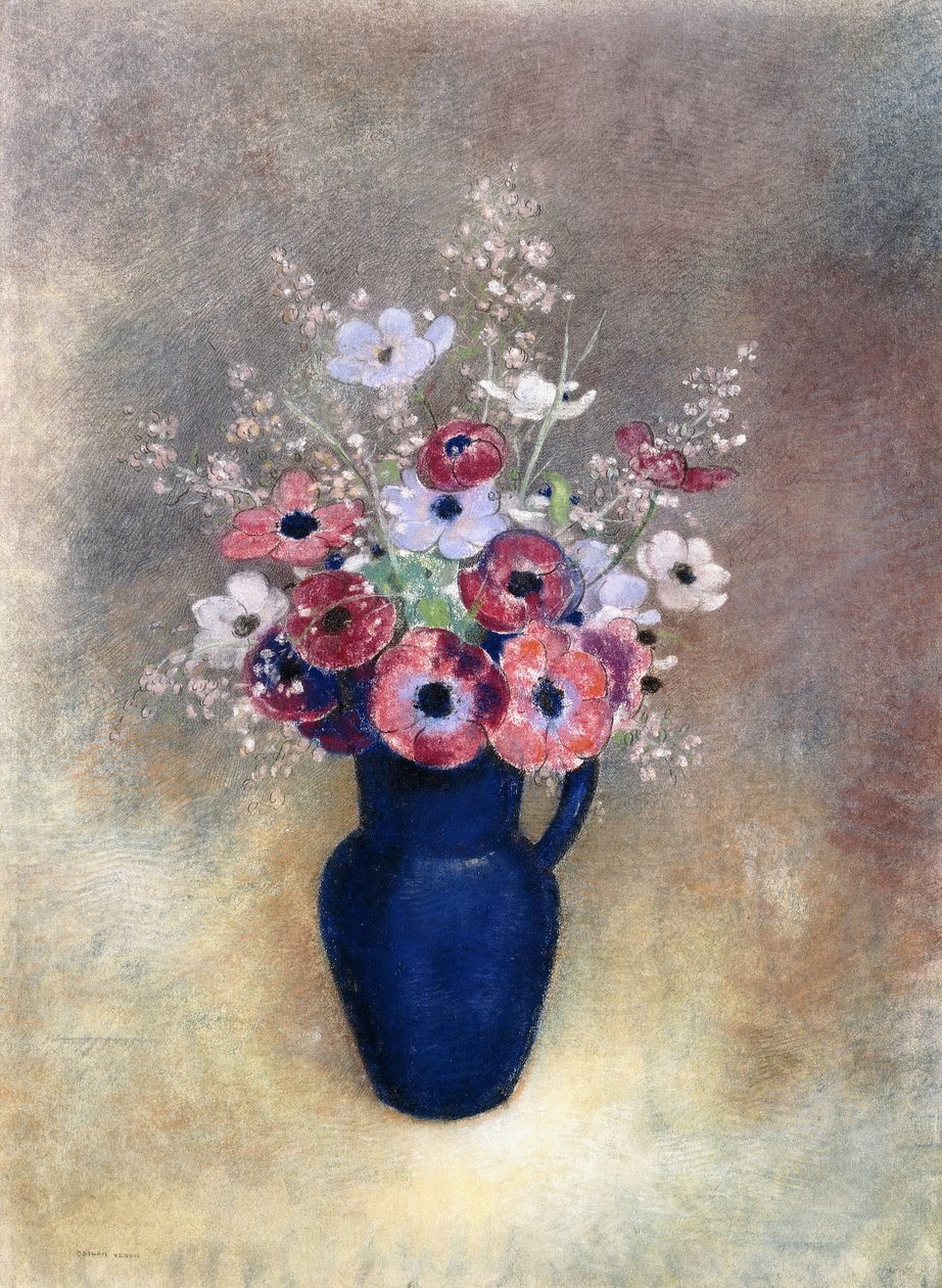 Zawilce w dzbanku, 1910-15 autorstwa Odilon Redon
