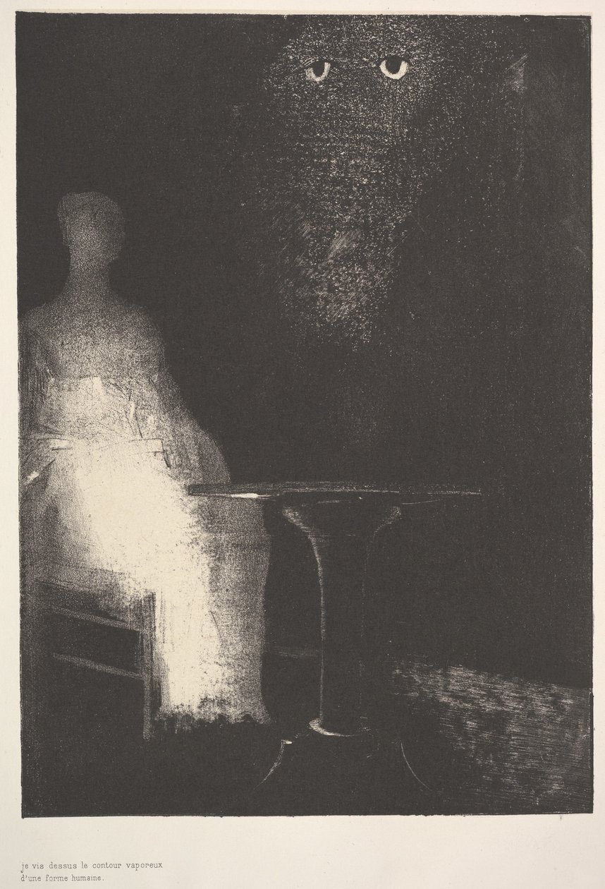 Poniżej widziałem mgliste kontury ludzkiej postaci, 1896. autorstwa Odilon Redon