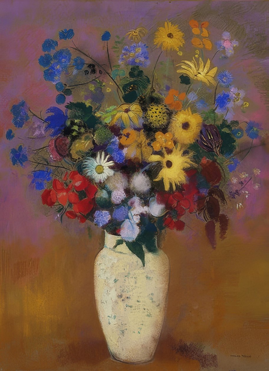 Kwiaty w wazonie. Około 1912-14 r. autorstwa Odilon Redon