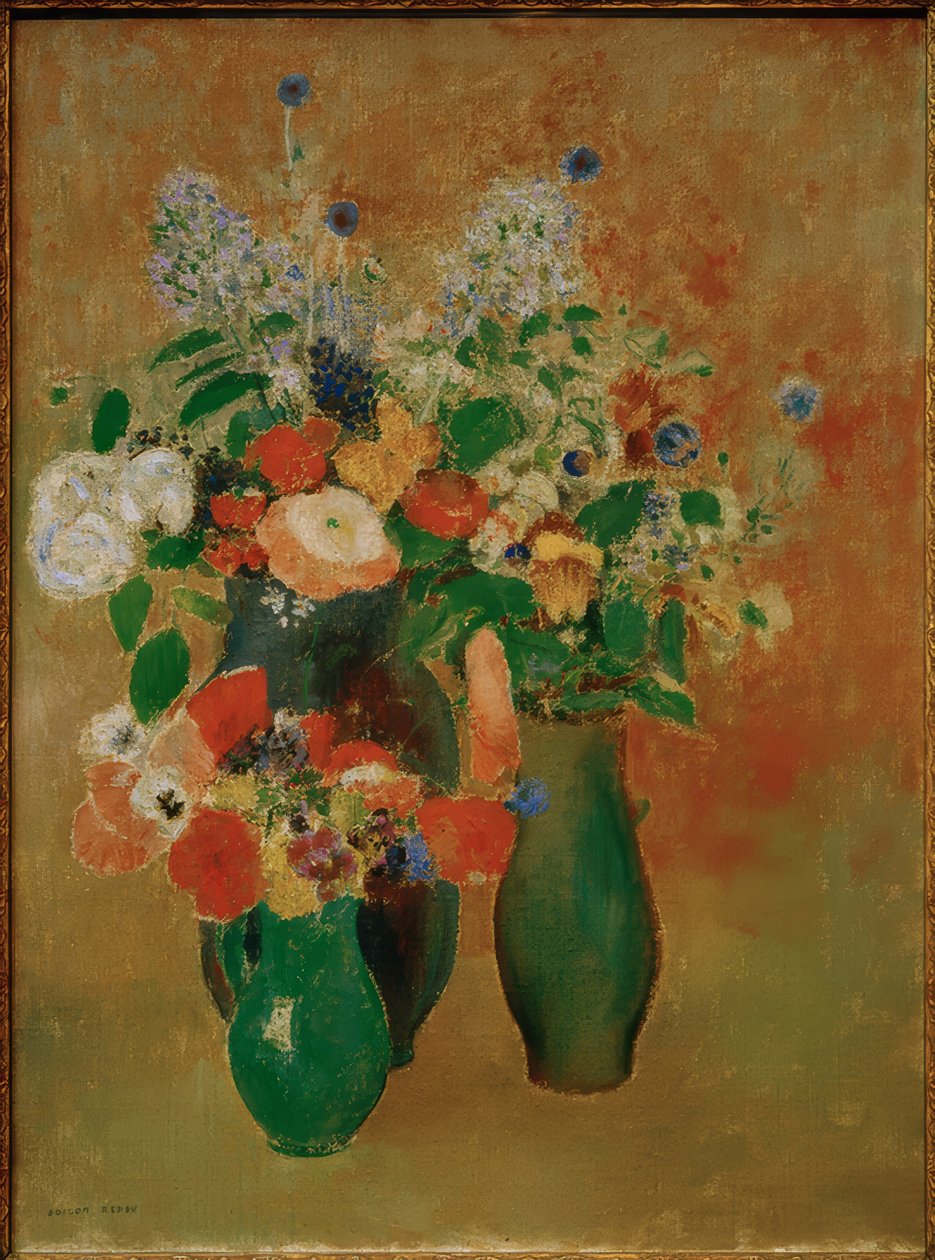 Bukiet / martwa natura kwiatów autorstwa Odilon Redon