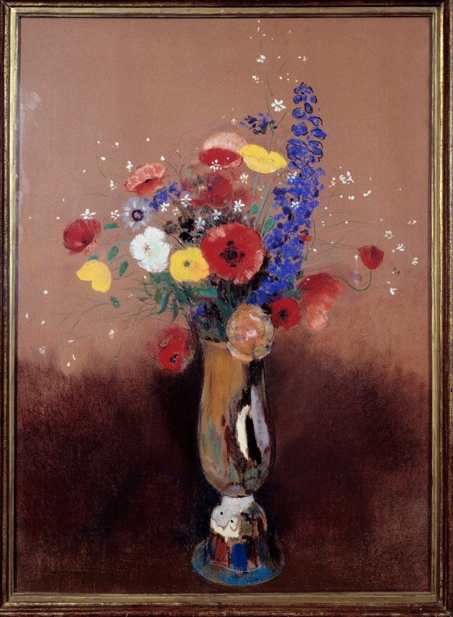 Bukiet kwiatów z pól. Obraz Odilona Redona (1840-1916) autorstwa Odilon Redon