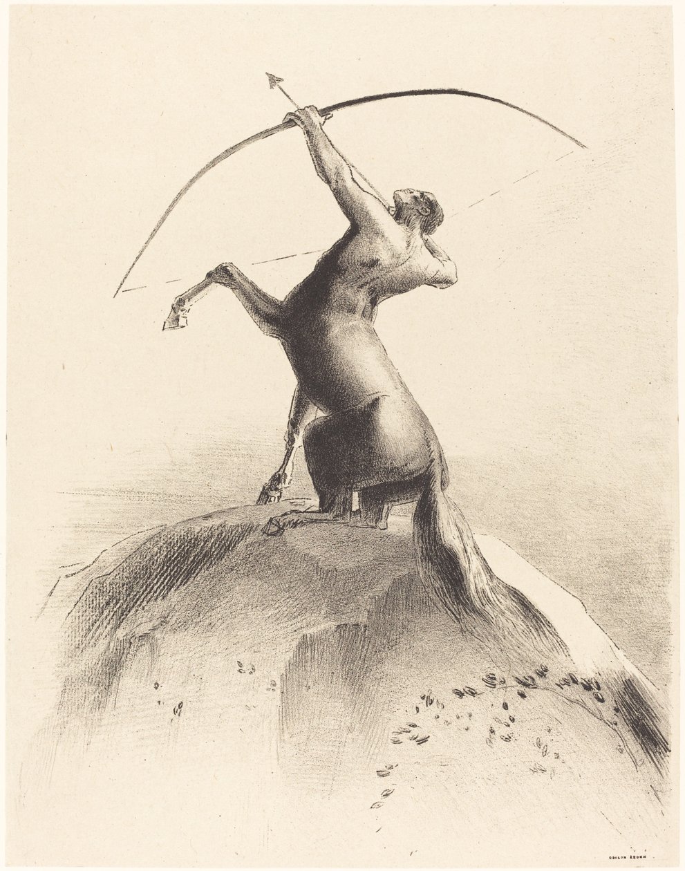 Centaur celujący w chmury autorstwa Odilon Redon