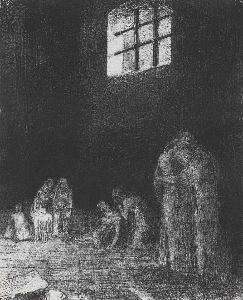 W cieniu ludzie płaczą i modlą się... autorstwa Odilon Redon