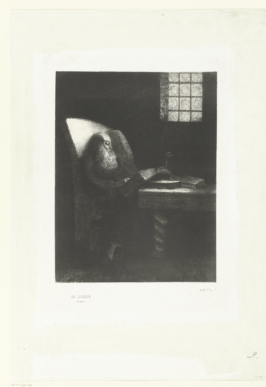 Czytnik Le Liseur (tytuł na obiekcie) Portret Rodolphe Bresdin autorstwa Odilon Redon