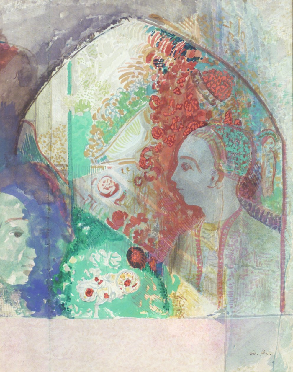 Sen (akwarela i gwasz na papierze) autorstwa Odilon Redon