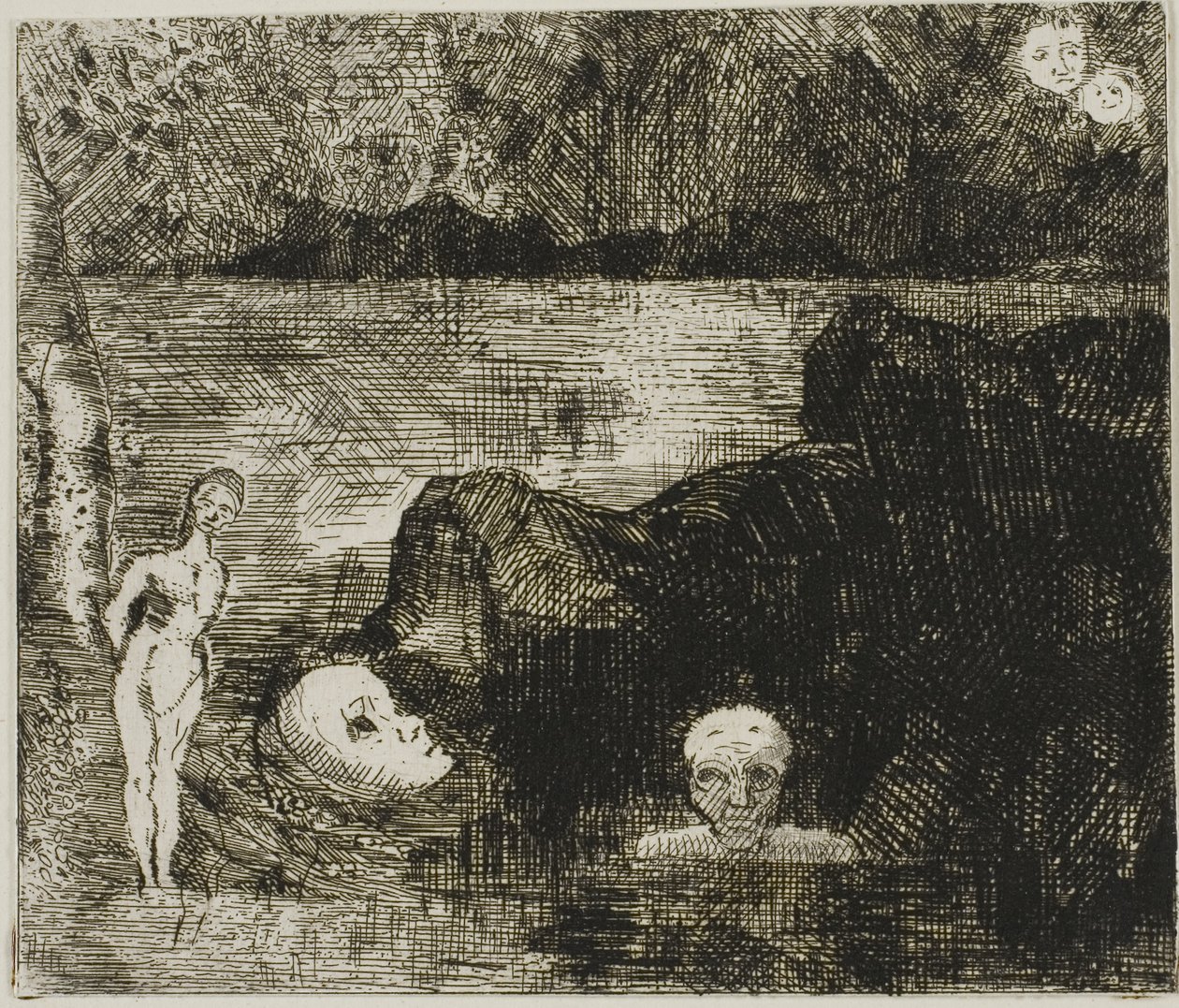 Dream Vision, n. 1880 (etsaus ja kuivakärki norsunluun kudospaperille) kiillotusaine autorstwa Odilon Redon