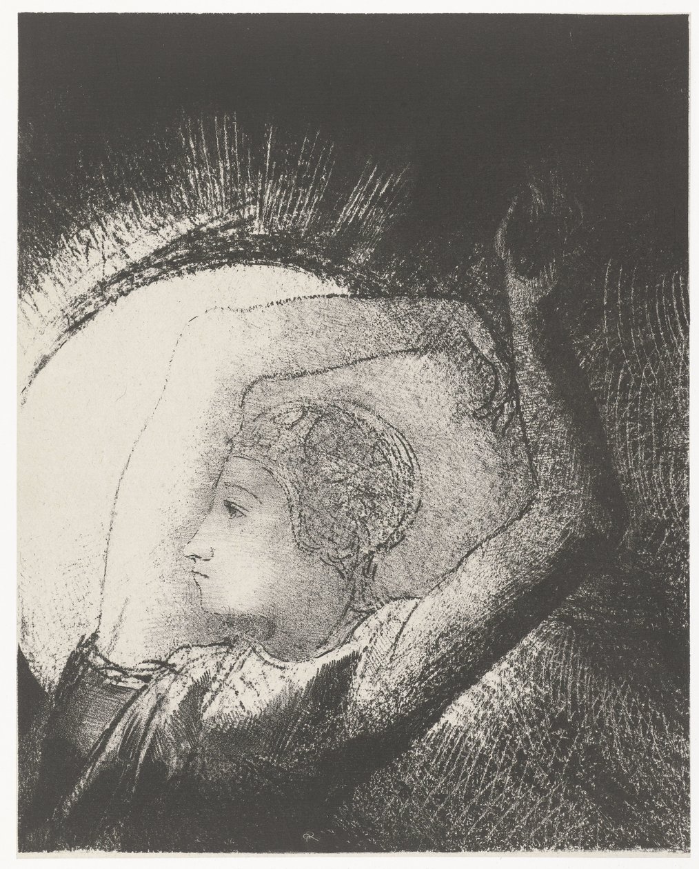 Kobieta odziana w słońce ...une femme revêtue du Soleil (tytuł na obiekcie) Apocalypse de Saint-Jean (tytuł serii) Objawienie Jana (tytuł serii) autorstwa Odilon Redon