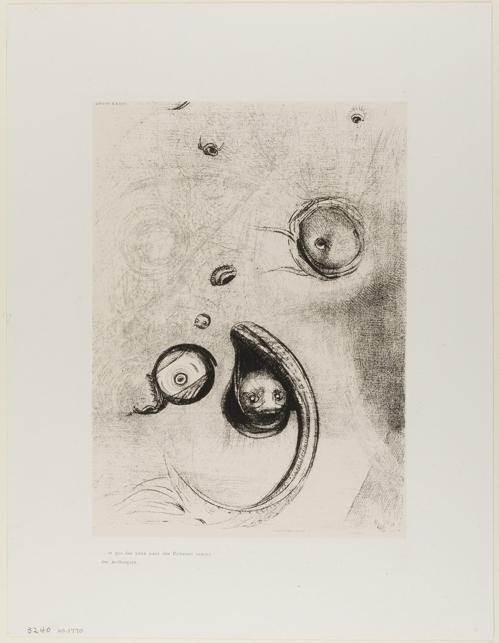 A bezgłowe oczy unosiły się jak mięczaki, płyta XIII Tentation de St. Antoine autorstwa Odilon Redon