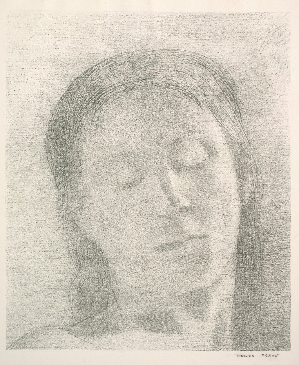 Oczy zamknięte, 1890. autorstwa Odilon Redon