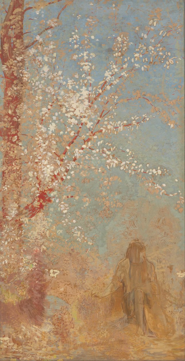 Figur unter einem blühenden Baum autorstwa Odilon Redon