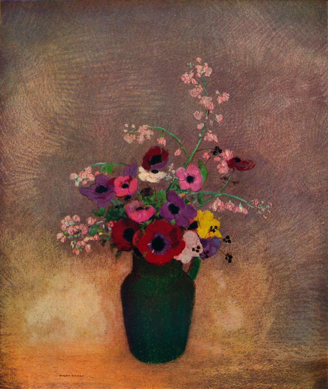Kwiaty w zielonym wazonie, ok. 1910 autorstwa Odilon Redon