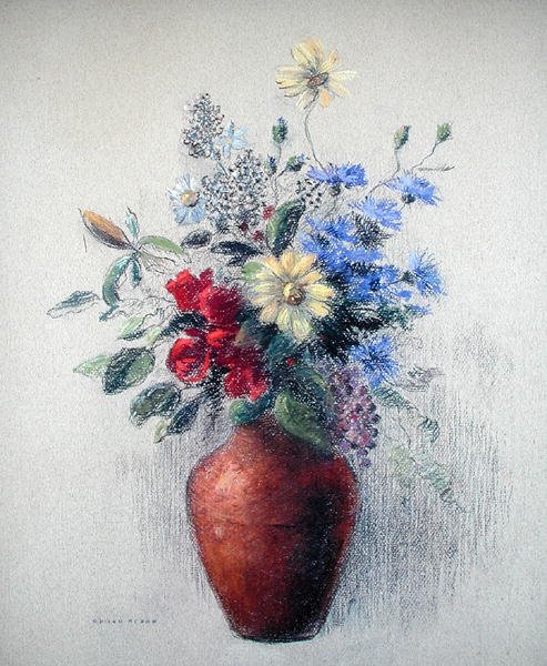 Kwiaty (pastel na papierze) autorstwa Odilon Redon