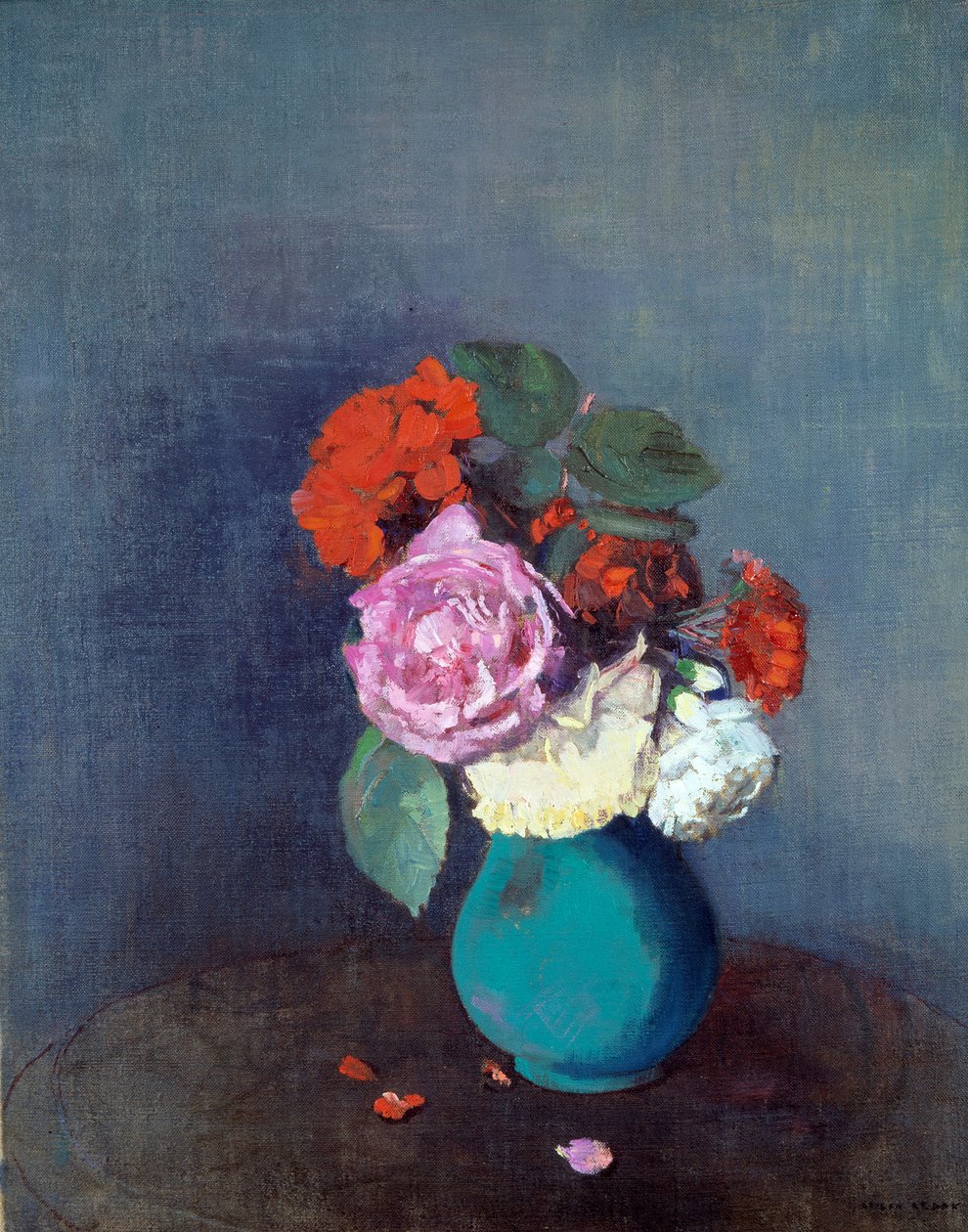 Bukiet kwiatów goździków. Obraz Odilona Redona (1840-1916) 1900 Nd. 0,46x0,38 m Lyon, Musee des Beaux Arts - Kwiaty - Bukiet goździków. Obraz Odilona Redona (1840-1916) autorstwa Odilon Redon