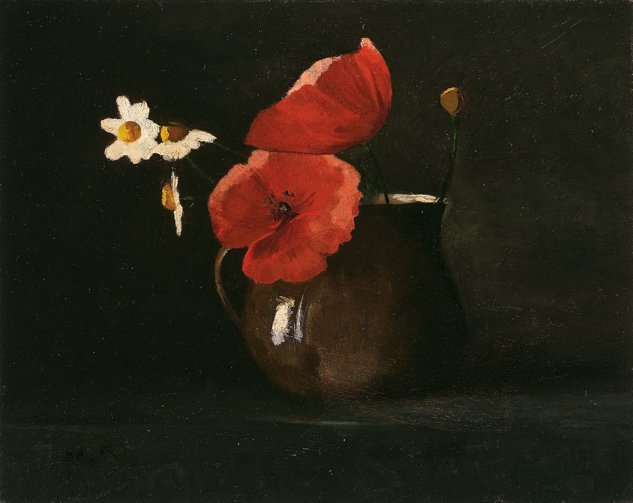 Kwiaty: Maki i stokrotki, ok. 1867 (olej na tekturze) autorstwa Odilon Redon