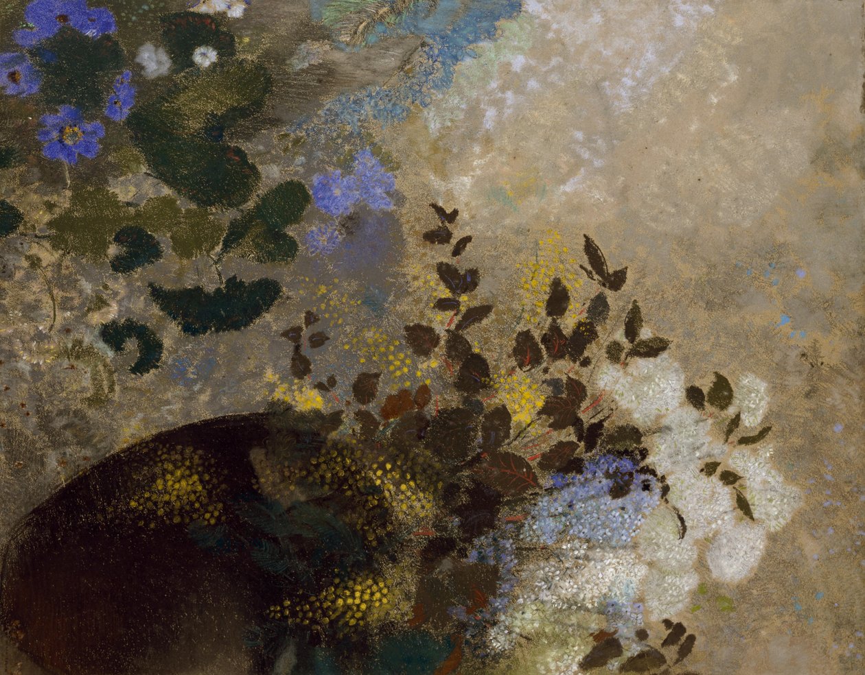 Kwiaty w czarnym wazonie, ok. 1909-10 autorstwa Odilon Redon