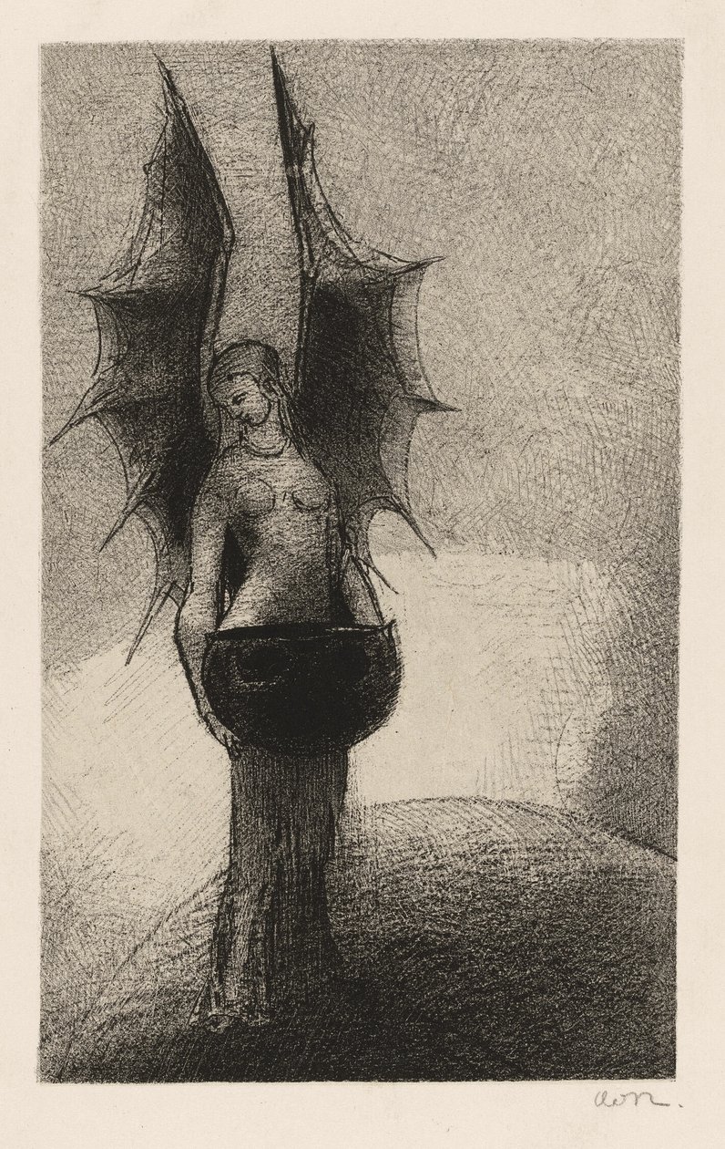 Frontispis z książki Iwana Gilkina Tenebres (Ciemność) autorstwa Odilon Redon