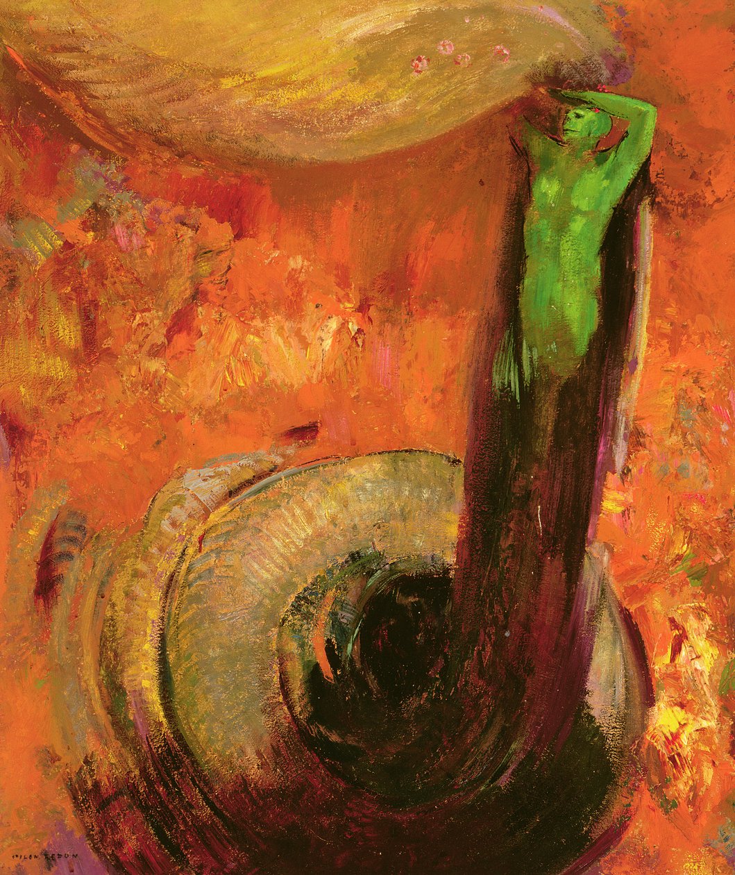 Zielona śmierć, ok. 1905 autorstwa Odilon Redon