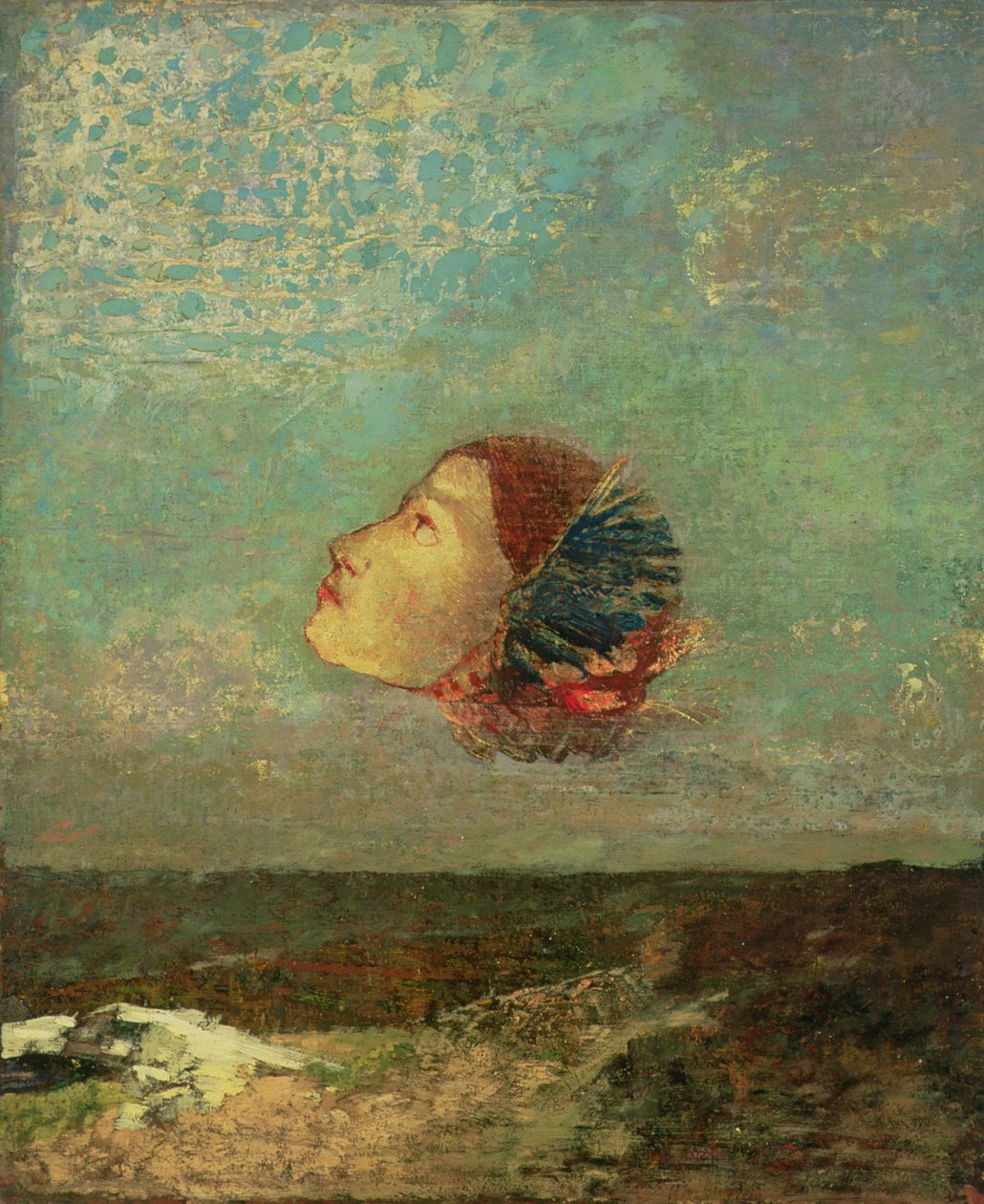 Hołd dla Goi, ok. 1895 (olej na karcie naklejony na płótno) autorstwa Odilon Redon