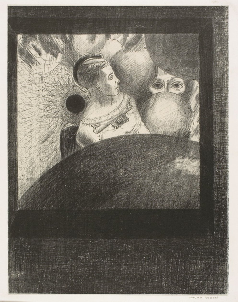 W kulach (Oddech, który prowadzi żywe stworzenia jest również w kulach), płyta 5 z 6 od To Edgar Poe autorstwa Odilon Redon