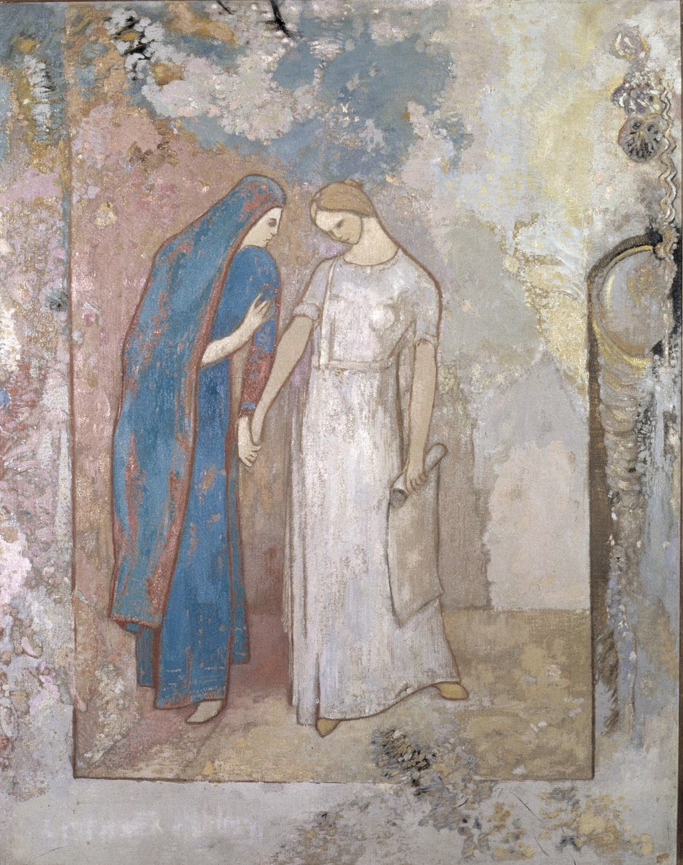 Inicjacja do nauki — dwie młode damy, ok. 1905 (olej na płótnie) autorstwa Odilon Redon