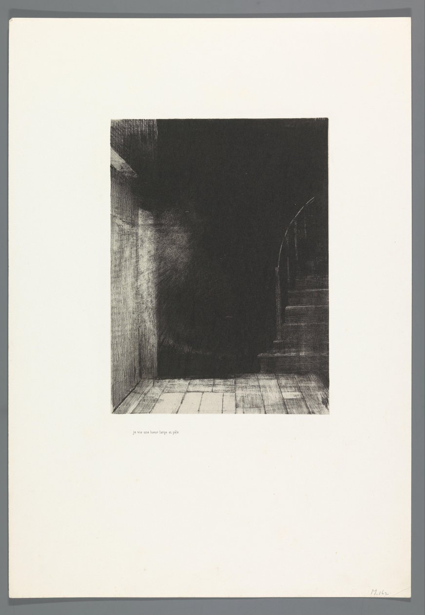 Je vis une lueur large et pâle La Maison Hautée, 6 litografii okładka strona tytułowa Nawiedzony dom, La Maison Hantée, ilustracje do tekstu: Bulwer-Lytton, przetłumaczony na francuski przez René Philipona, (tytuł serii) autorstwa Odilon Redon