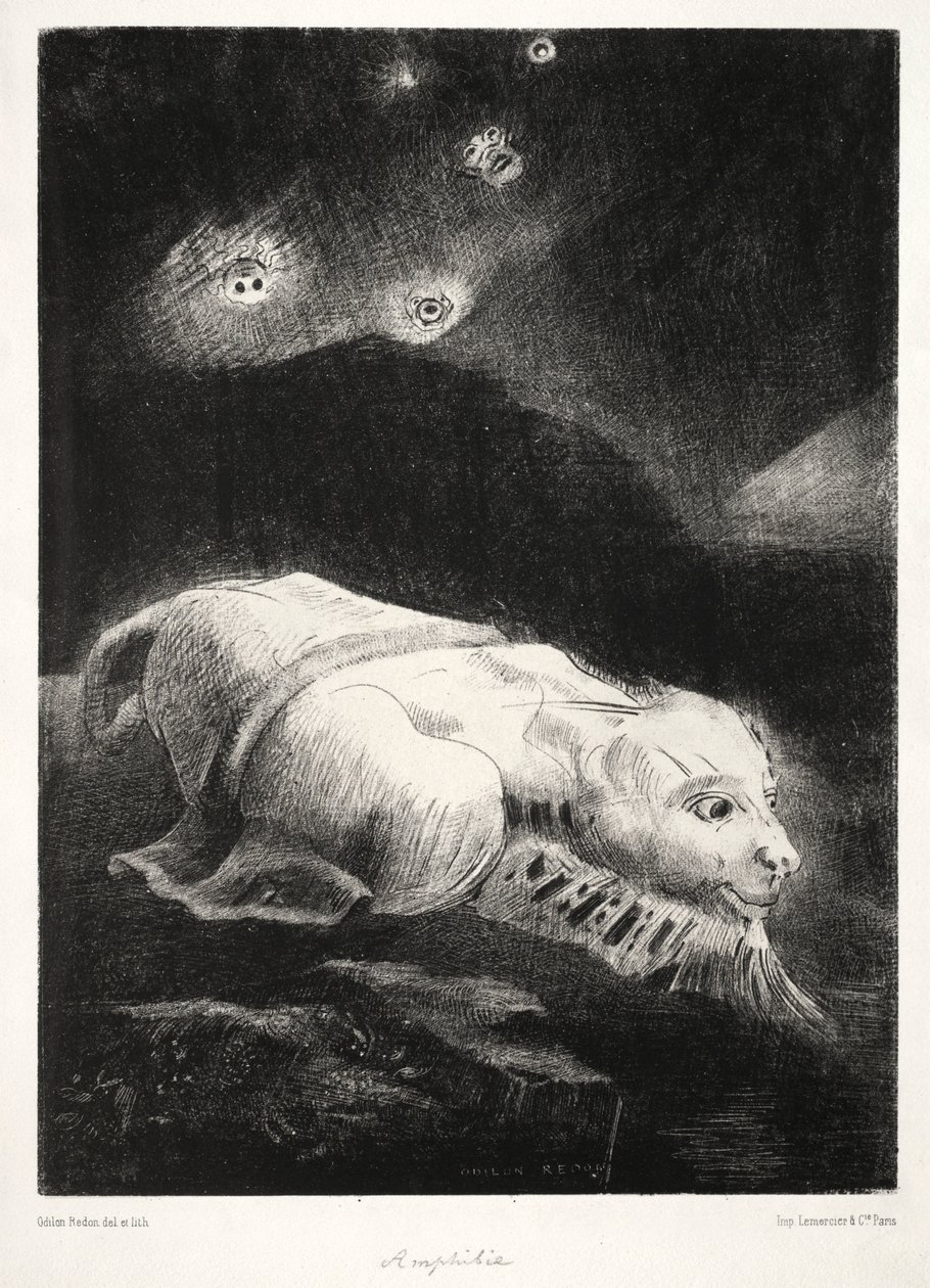 Początki: kiedy życie budziło się w głębinach niejasnej materii, 1883. autorstwa Odilon Redon