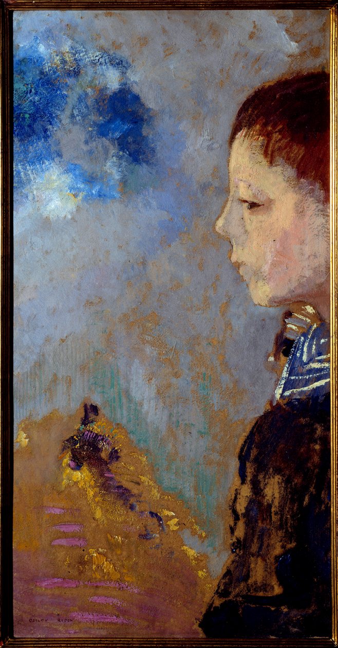 Portret Ari Redona (1889-1972) na przełęczy morskiej (syn artysty). Obraz Odilona Redona (1840-1916) autorstwa Odilon Redon