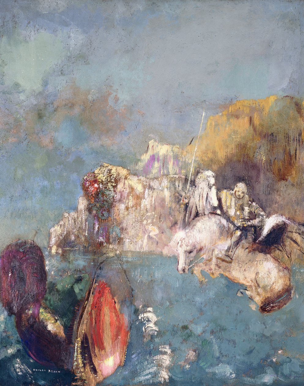 Święty Jerzy i Smok, 1909-1910 autorstwa Odilon Redon