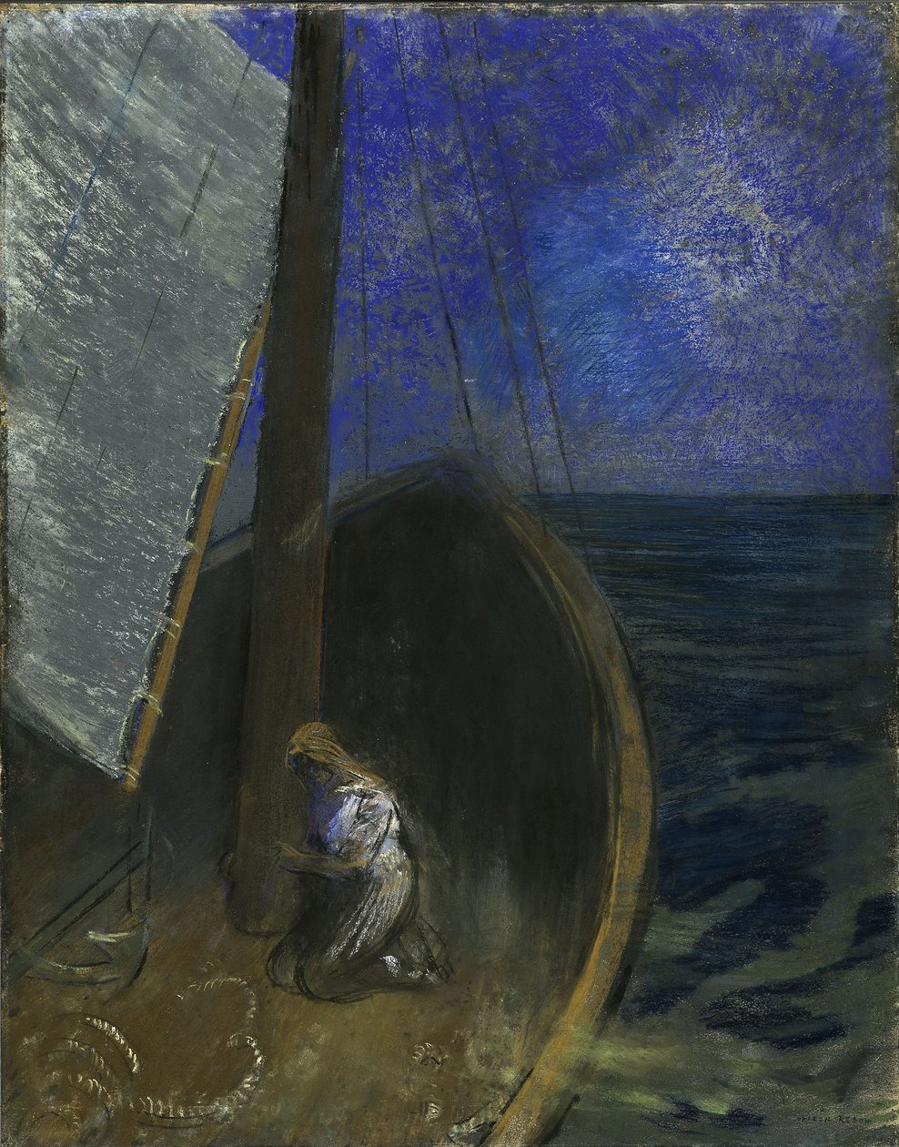 Święta kobieta w łodzi autorstwa Odilon Redon