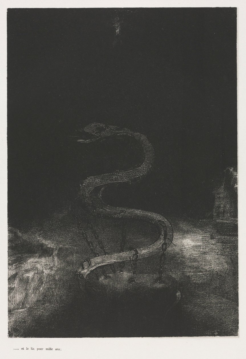 Apokalipsa św. Jana: i związał go tysiąc lat, 1899. autorstwa Odilon Redon