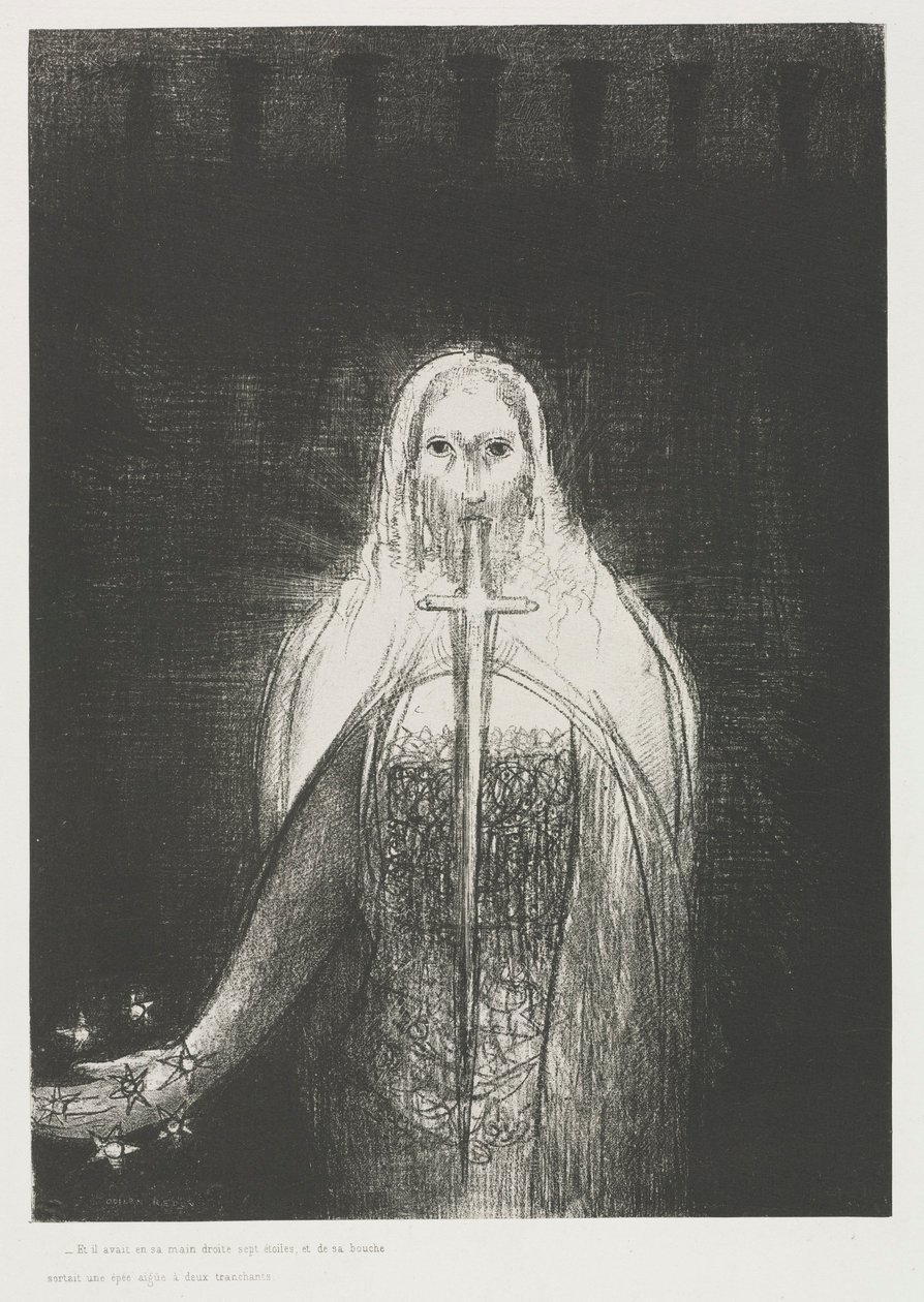 Apokalipsa św. Jana: I miał w swojej prawej ręce siedem gwiazd…, 1899. autorstwa Odilon Redon
