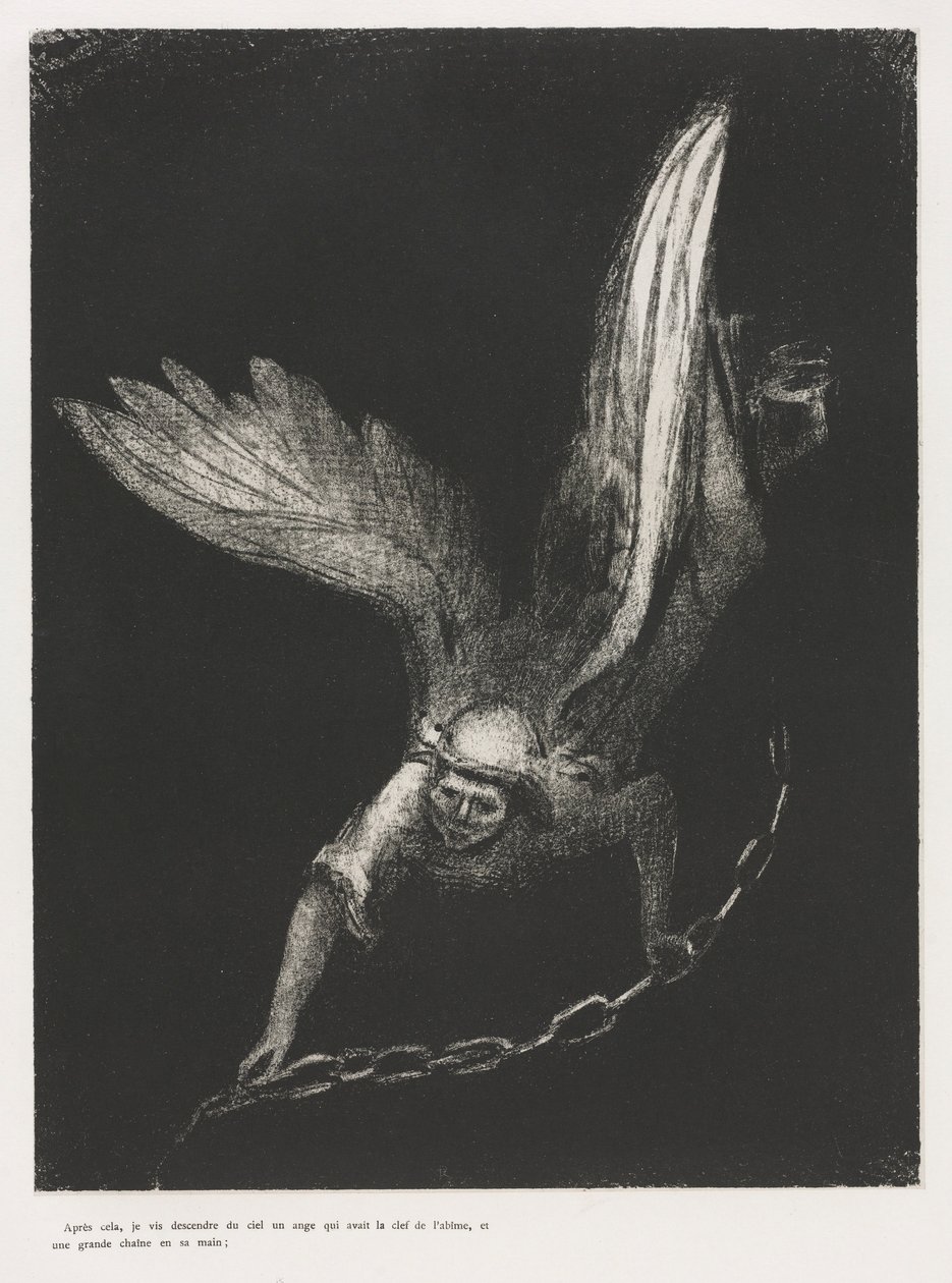 Apokalipsa św. Jana: I ujrzałem w prawicy Tego, który sob..., 1899. autorstwa Odilon Redon