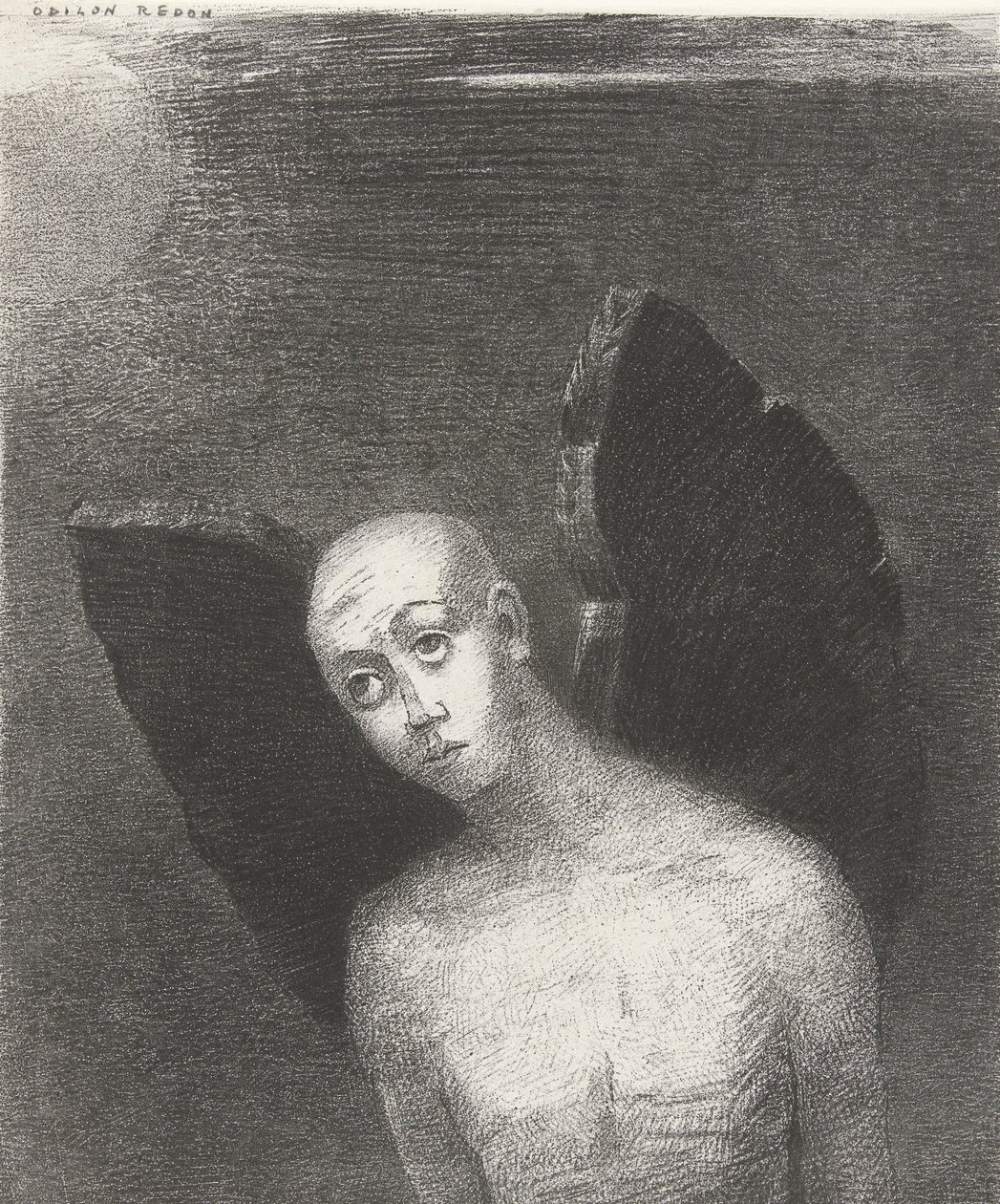 Upadły anioł, 1886 (druk) autorstwa Odilon Redon