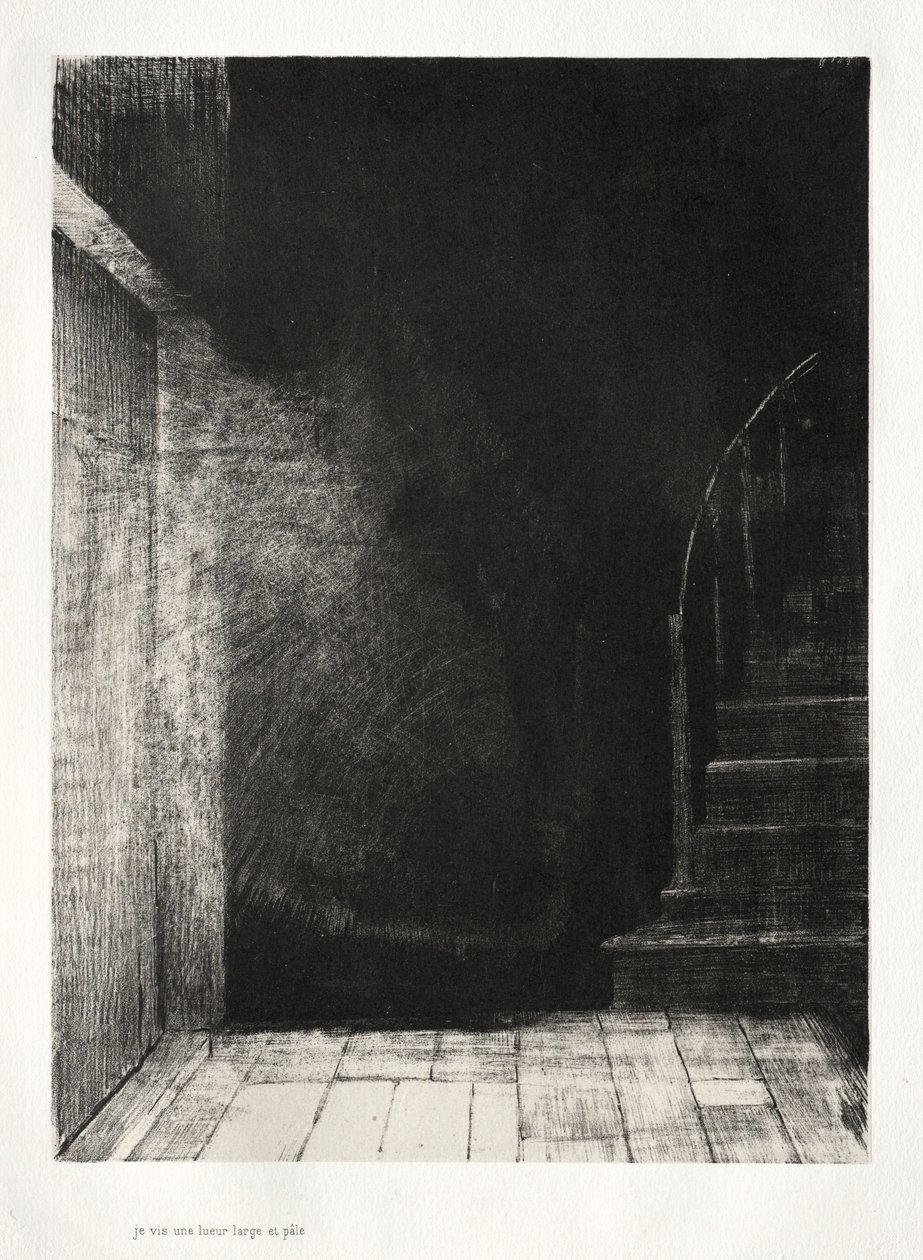 Nawiedzony dom: oboje widzieliśmy duże blade światło, 1896. autorstwa Odilon Redon