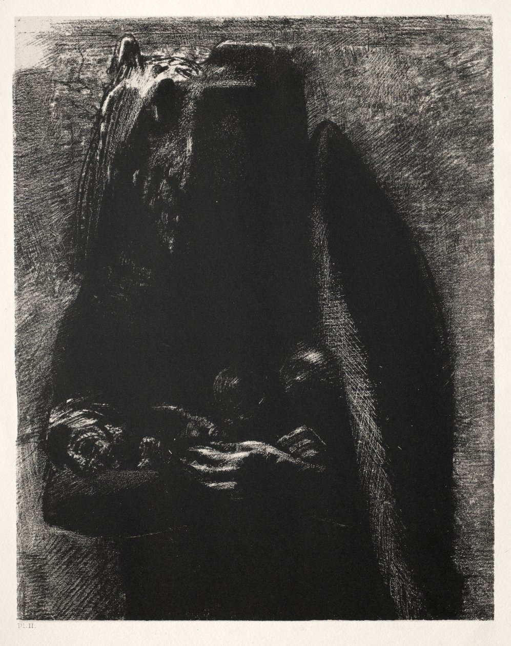 Kuszenie św. Antoniego Pierwsza seria: To diabeł niosący się pod swoimi dwoma skrzydłami,1888. autorstwa Odilon Redon
