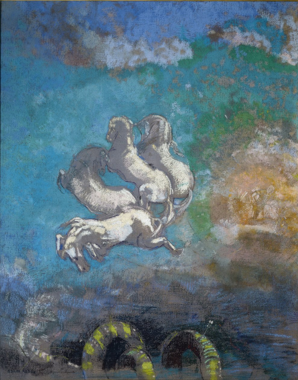 Rydwan Apolla - Pastel autorstwa Odilon Redon