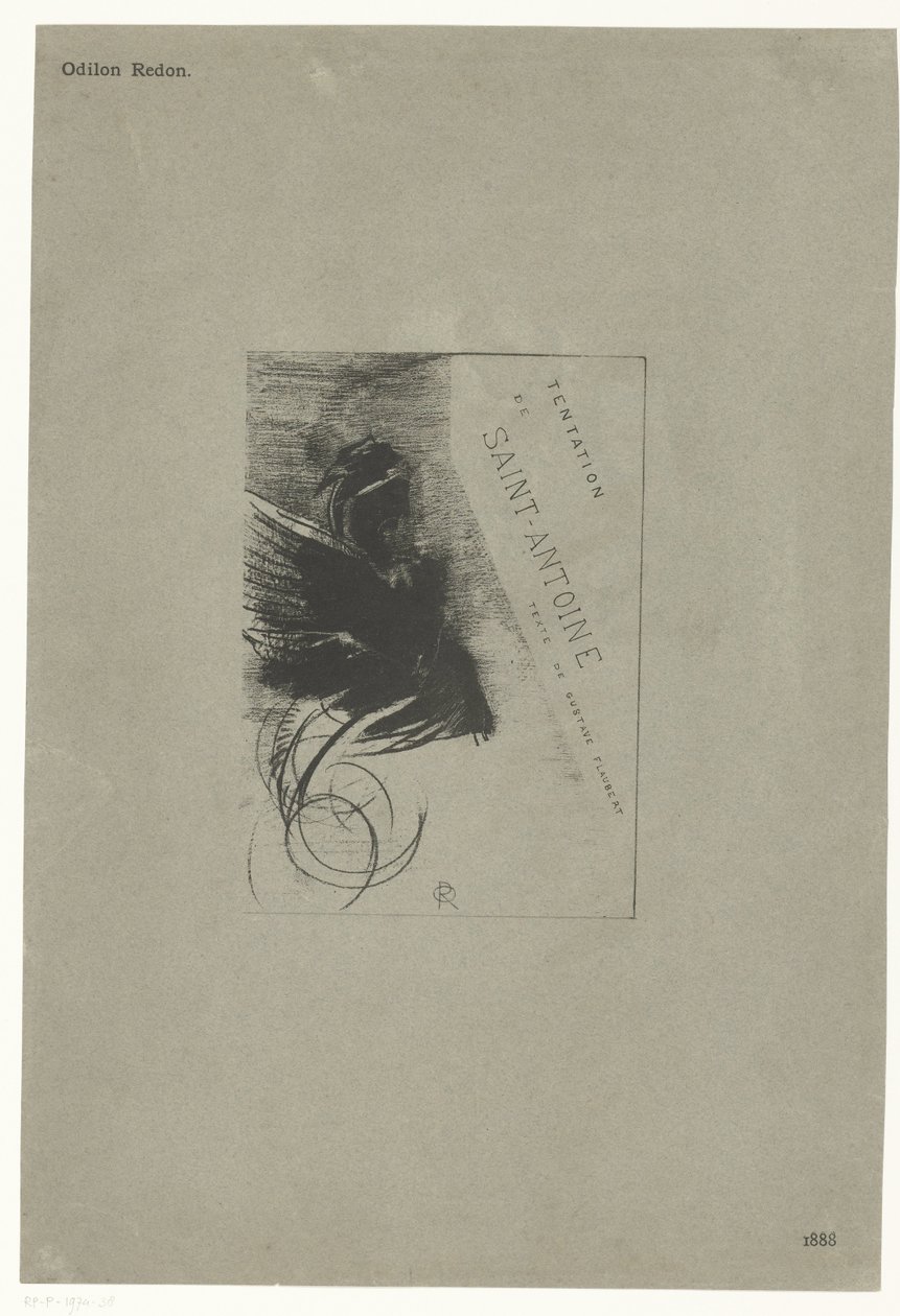 Strona tytułowa serii z kuszeniem św. Antoniego Tentation de Saint-Antione texte de Gustave Flaubert (tytuł serii na obiekcie) Kuszenie św. Antoniego (tytuł serii) autorstwa Odilon Redon