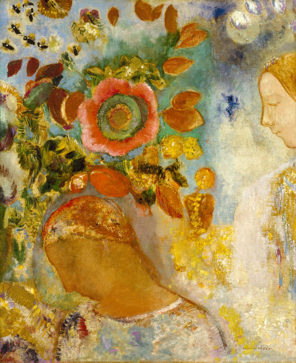 Dwie młode dziewczyny wśród kwiatów, 1912 autorstwa Odilon Redon