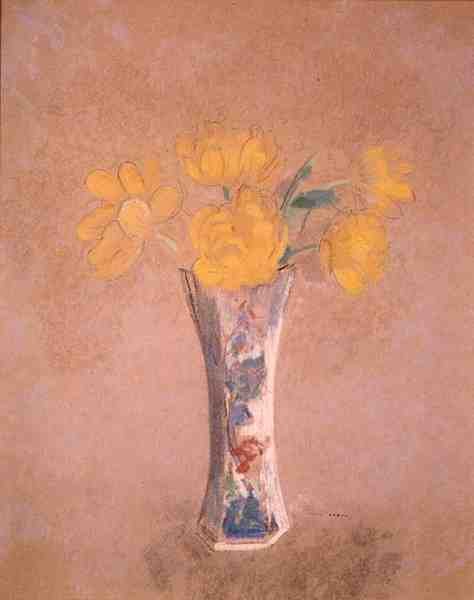 Wazon z kwiatami (pastel na papierze) autorstwa Odilon Redon