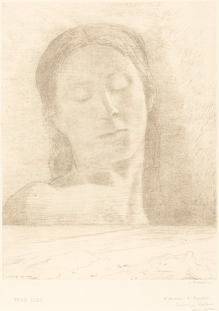Yeux Clos (zamknięte oczy) autorstwa Odilon Redon