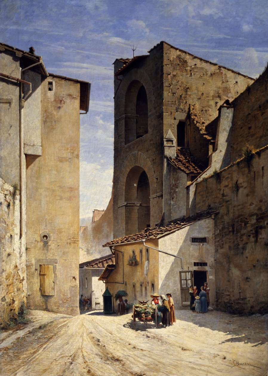 Porta San Niccolo we Florencji (olej na płótnie) autorstwa Odoardo Borrani