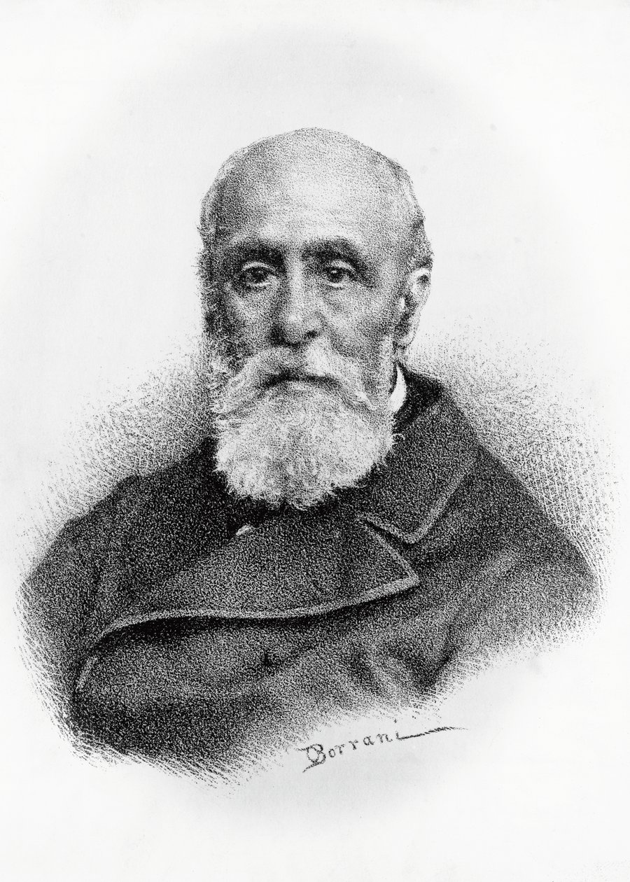 Portret Giovanniego Ruffiniego (1807-1881), włoskiego poety i patrioty, litografia według rysunku Odoardo Borraniego (1833-1905) autorstwa Odoardo Borrani