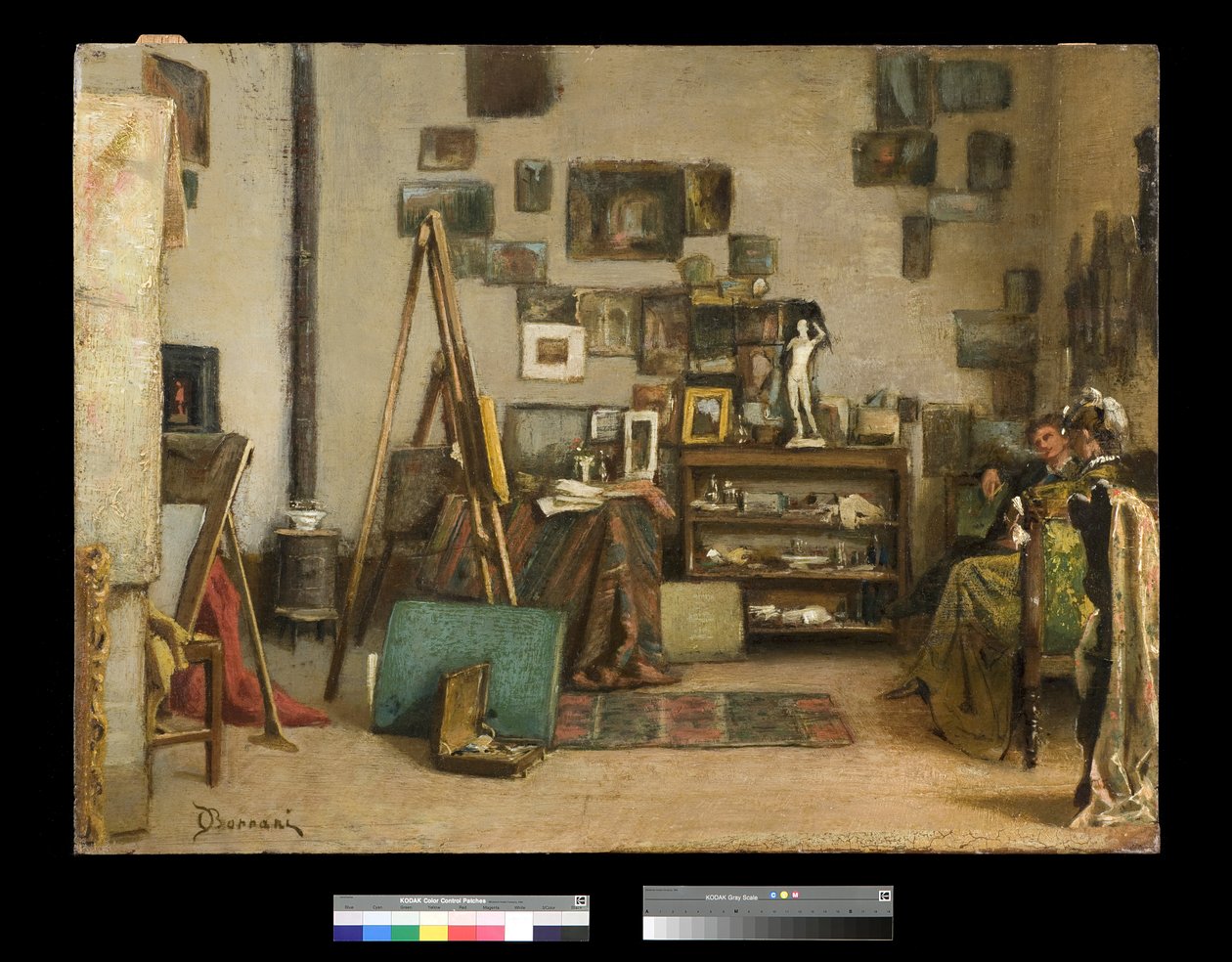 Wizyta w gabinecie malarzy, 1865-75 autorstwa Odoardo Borrani