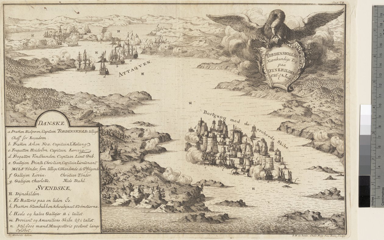 Pociąg Tordenskjolda w Dynekilden 1716 autorstwa Odvardt Helmoldt de Lode