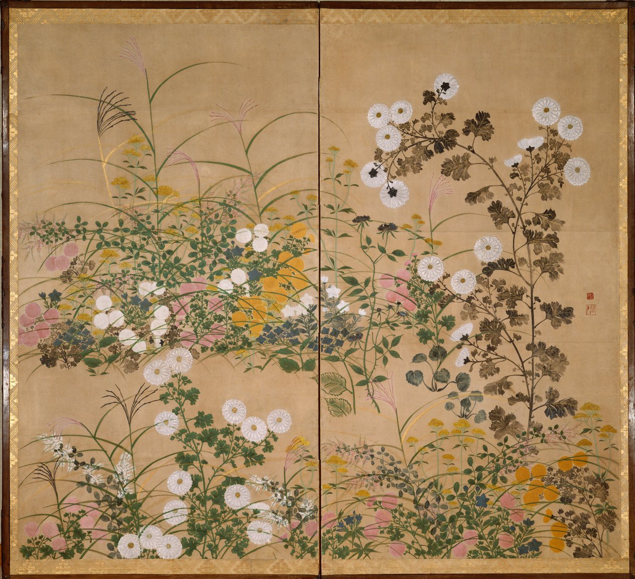 Kwitnące rośliny jesienią - Korin, Ogata (1658-1716) - XVIII wiek - Akwarela i tusz na papierze - 154x173 - Suntory Museum of Art autorstwa Ogata Korin